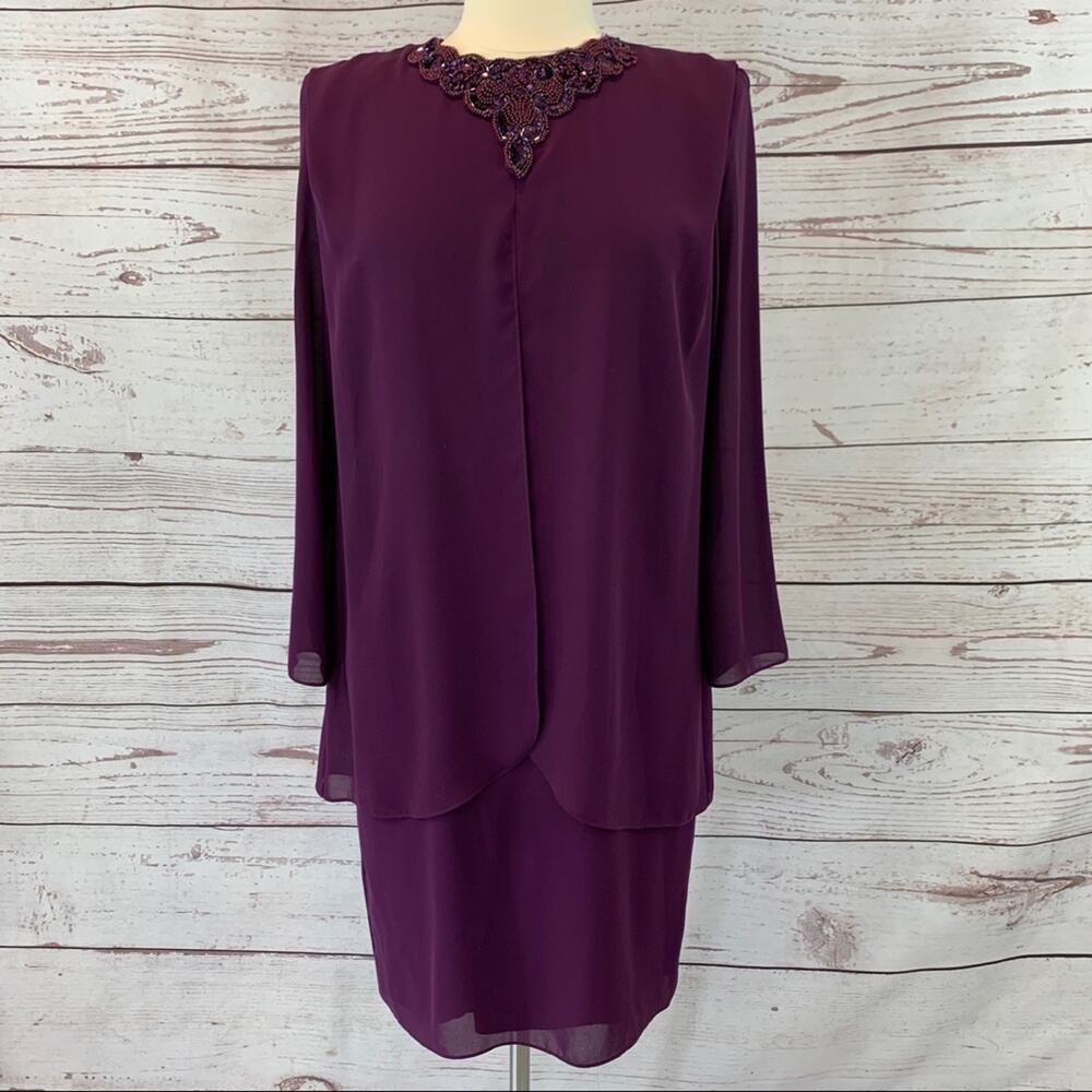 After Dark vintage plum sheer beaded mother of